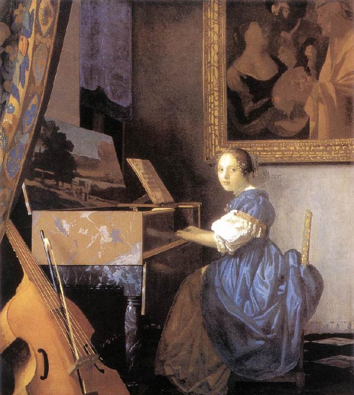 Jan Vermeer Lady Seated at a Virginal oil painting image